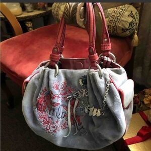 Stylish Embroidered Women's Bag - Red and Gray JUICY COUTURE Vintage Y2K